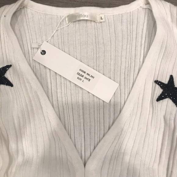 LF star patch fine gauge crop cardigan sweater - Picture 7 of 8